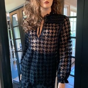 Zara Women's Black Sheer Blouse Ruffle Collar